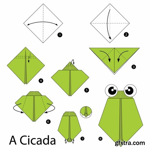 Collection of origami animal for cutting and folding paper 25 EPS