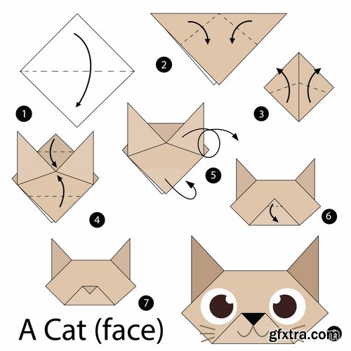 Collection of origami animal for cutting and folding paper 25 EPS