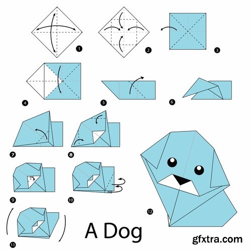 Collection of origami animal for cutting and folding paper 25 EPS