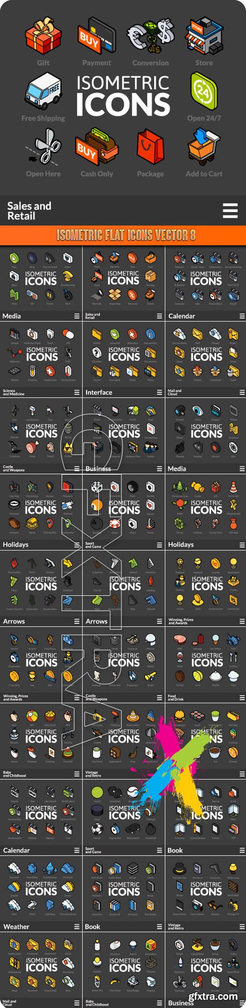 Isometric flat icons vector 8