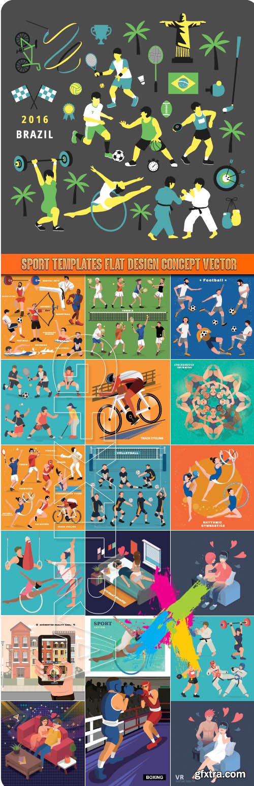 Sport templates flat design concept vector