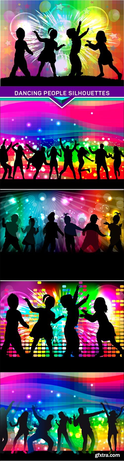 Dancing people silhouettes Abstract background 5X EPS