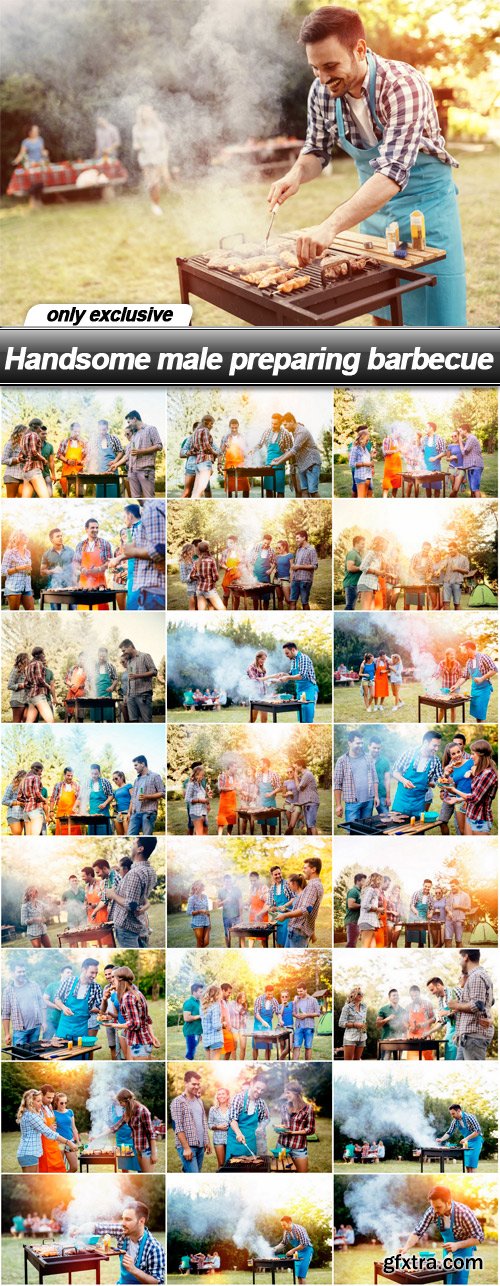 Handsome male preparing barbecue - 25 UHQ JPEG