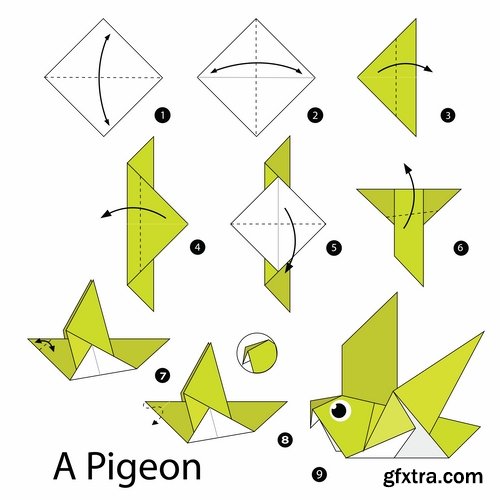 Collection of origami animal for cutting and folding paper 2-25 EPS