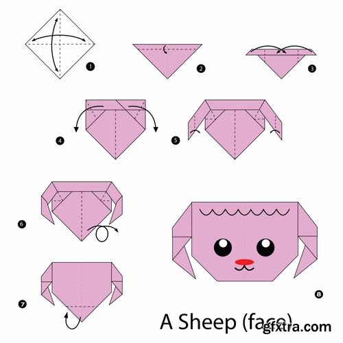 Collection of origami animal for cutting and folding paper 2-25 EPS