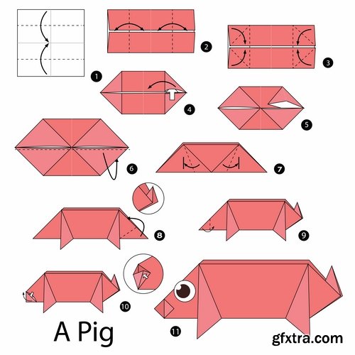 Collection of origami animal for cutting and folding paper 2-25 EPS