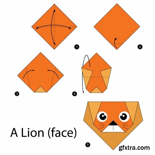 Collection of origami animal for cutting and folding paper 2-25 EPS