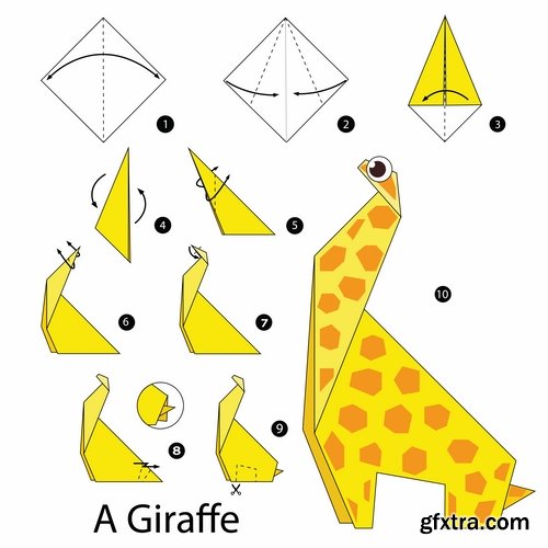 Collection of origami animal for cutting and folding paper 2-25 EPS