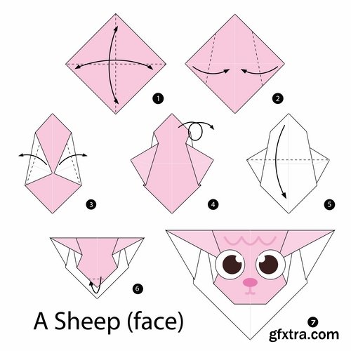 Collection of origami animal for cutting and folding paper 2-25 EPS