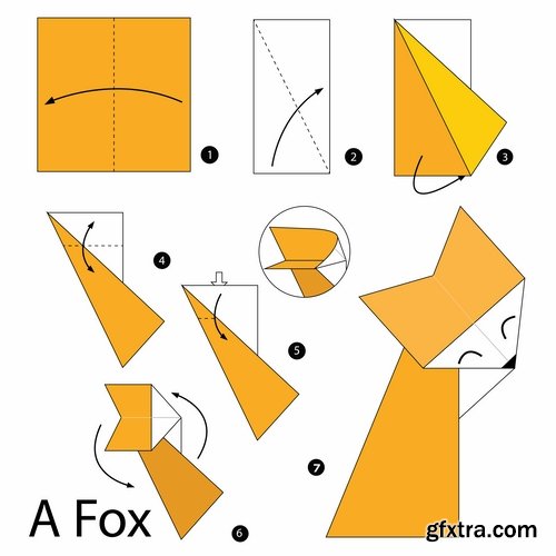 Collection of origami animal for cutting and folding paper 2-25 EPS