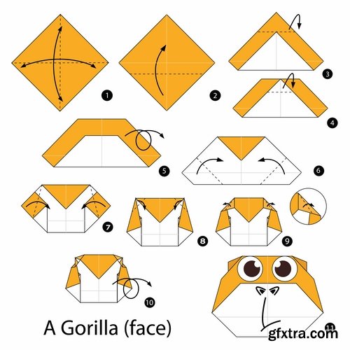 Collection of origami animal for cutting and folding paper 2-25 EPS