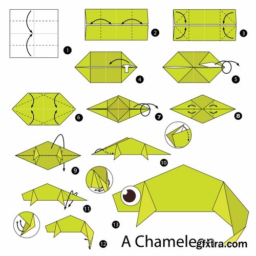 Collection of origami animal for cutting and folding paper 2-25 EPS