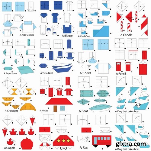 Collection of various items of origami and paper cutting things 25 EPS