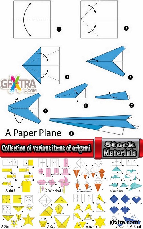 Collection of various items of origami and paper cutting things 25 EPS