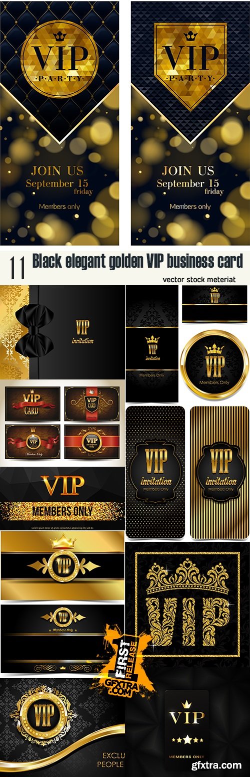 Black elegant golden VIP business card