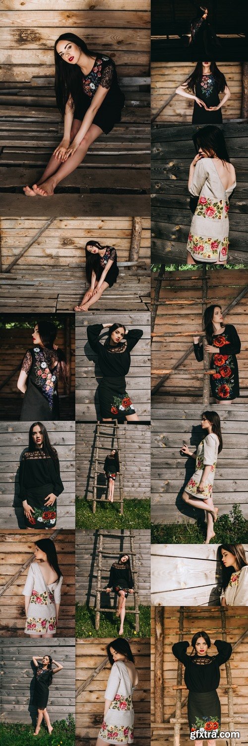 Beautiful young woman wearing national ukrainian clothes