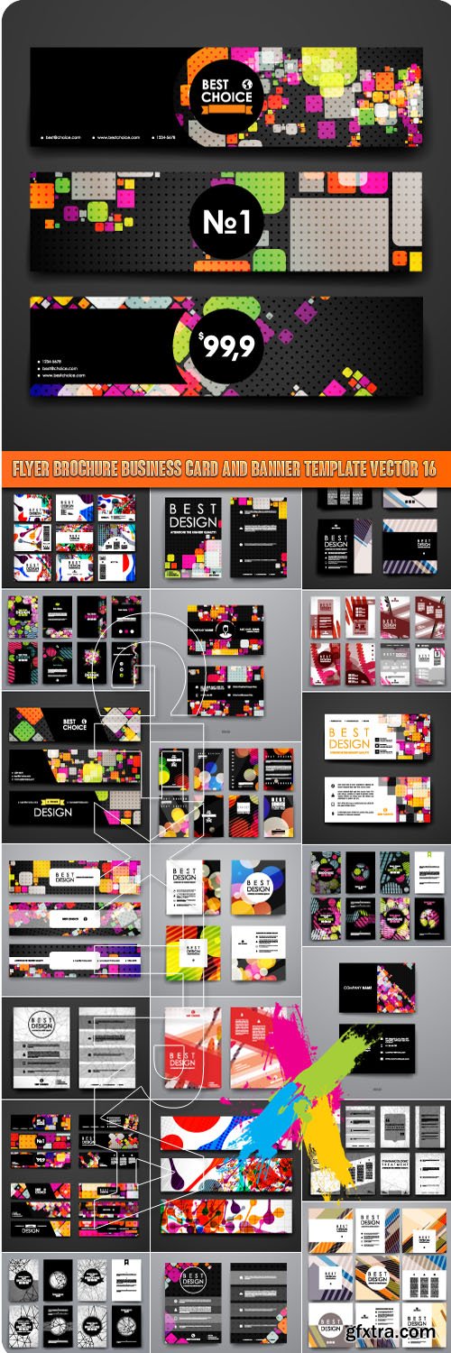 Flyer brochure business card and banner template vector 16