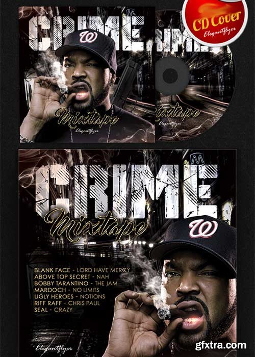 Rap Crime Mixtape CD Cover PSD Template