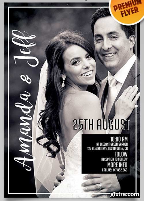 Wedding Invitation Flyer PSD Template + Facebook Cover