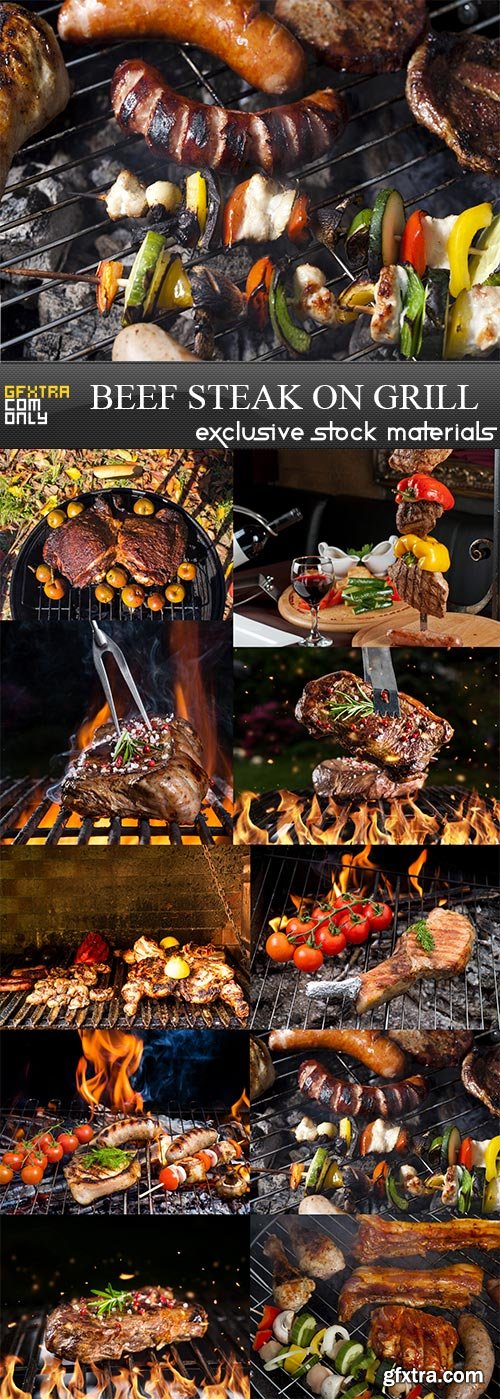 Beef steak on grill, 10 x UHQ JPEG