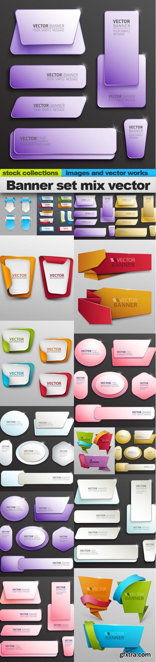 Banner set mix vector, 15 X EPS