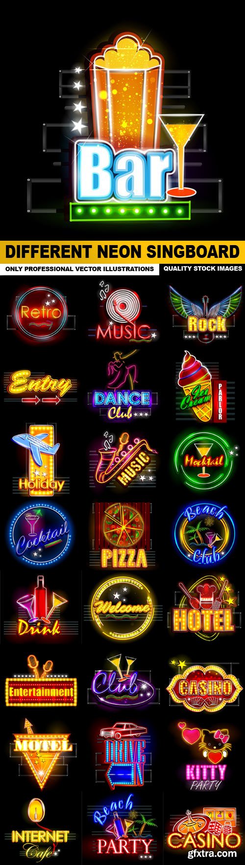 Different Neon Singboard - 25 Vector