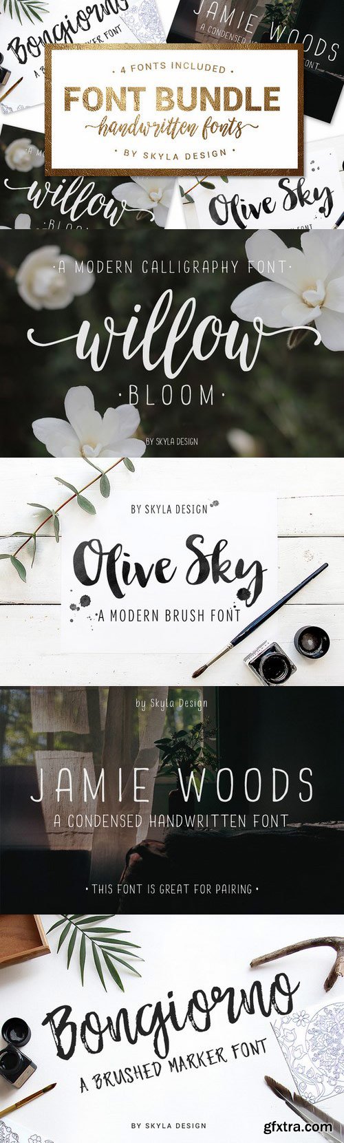 CM - Font Bundle - 4 handwritten fonts 712038