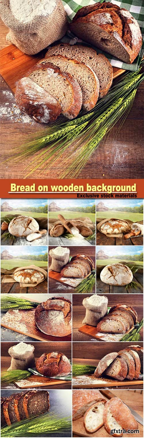 Bread on wooden background