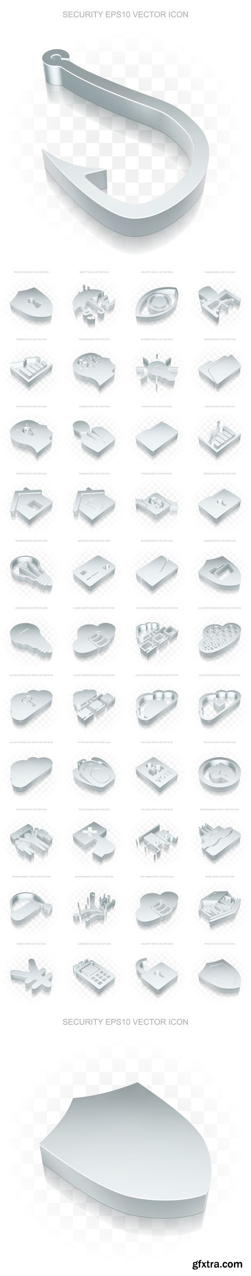 Vector Set - Flat Metallic 3d Icons Transparent Shadow 2