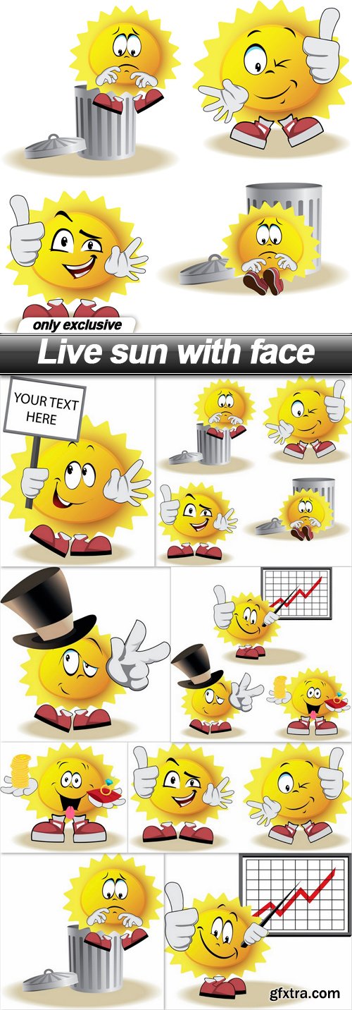 Live sun with face - 8 EPS