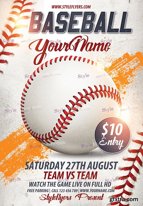 Baseball PSD Flyer Template + Facebook Cover