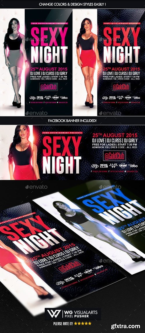 GraphicRiver - Sexy Red Black and White Night Flyer Template 10492537