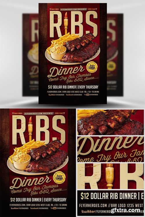 Ribs Dinner Flyer Template