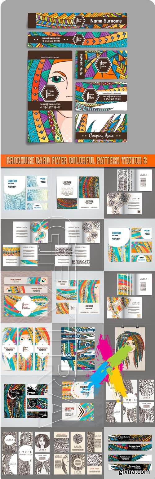 Brochure card flyer colorful pattern vector 3