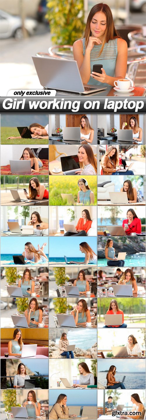 Girl working on laptop 2 - 30 UHQ JPEG