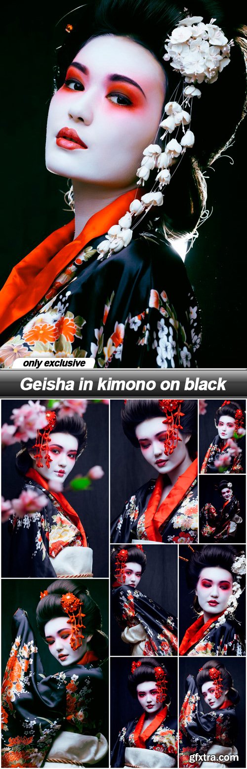 Geisha in kimono on black - 10 UHQ JPEG