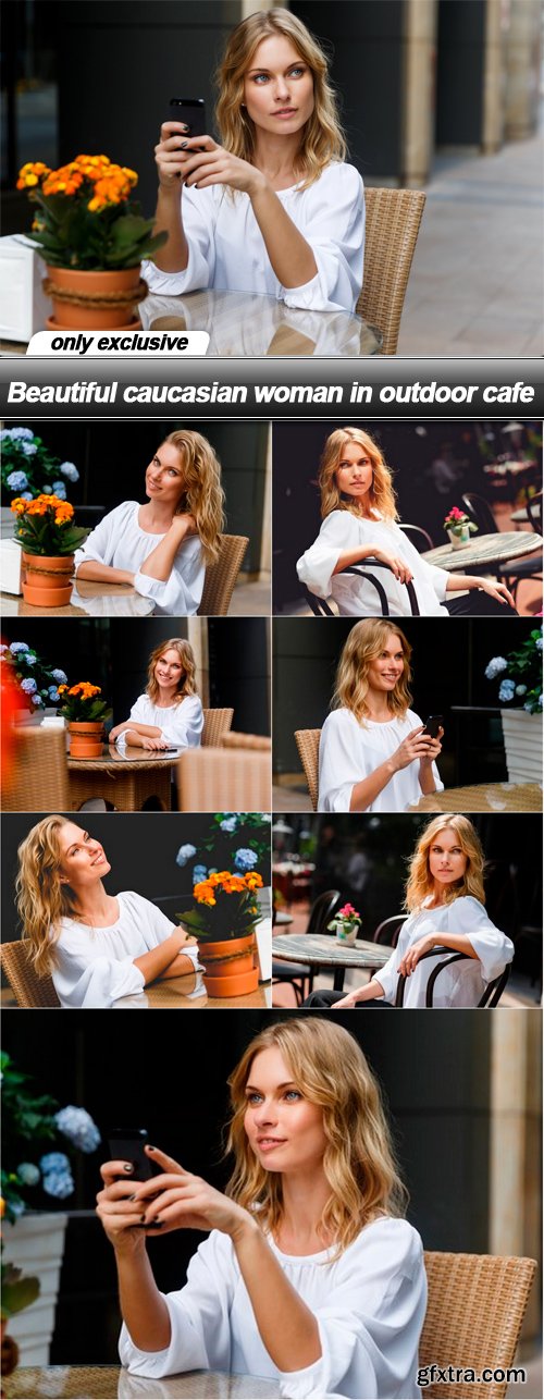 Beautiful caucasian woman in outdoor cafe - 8 UHQ JPEG