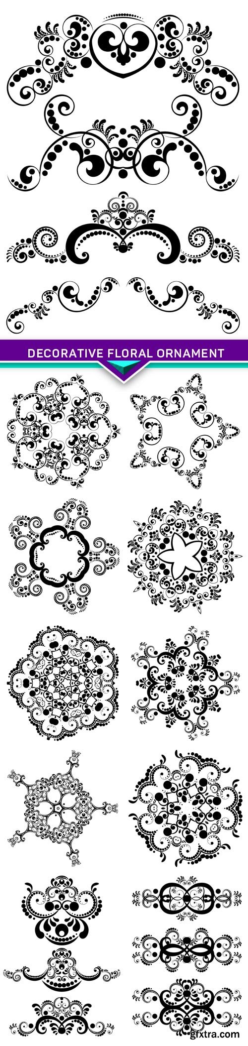 Decorative floral ornament 5X EPS