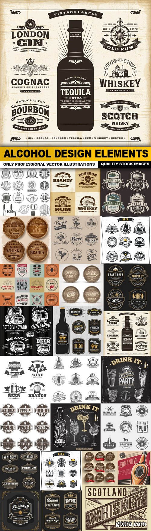 Alcohol Design Elements - 25 Vector