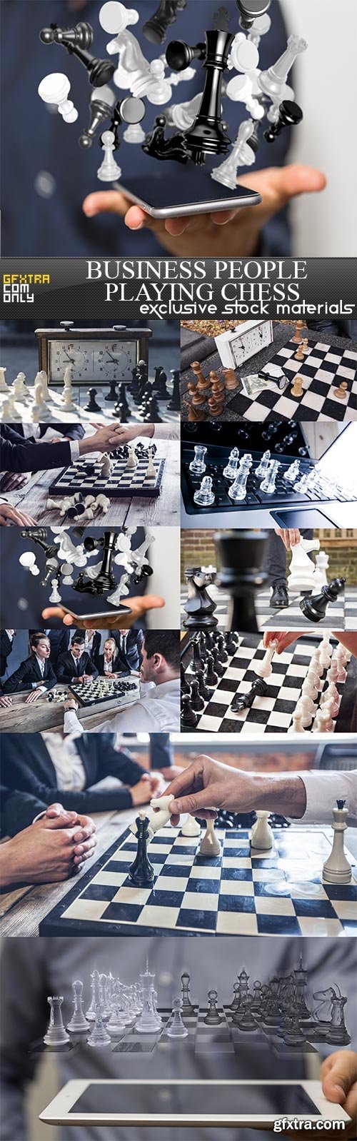 Business people playing chess, 10 x UHQ JPEG