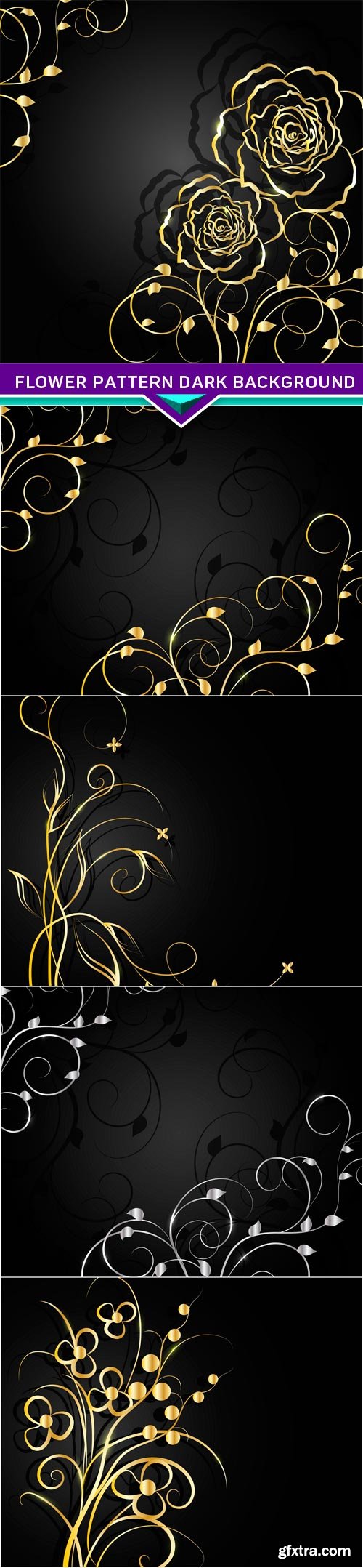 Flower pattern with shadow on dark background 5X EPS