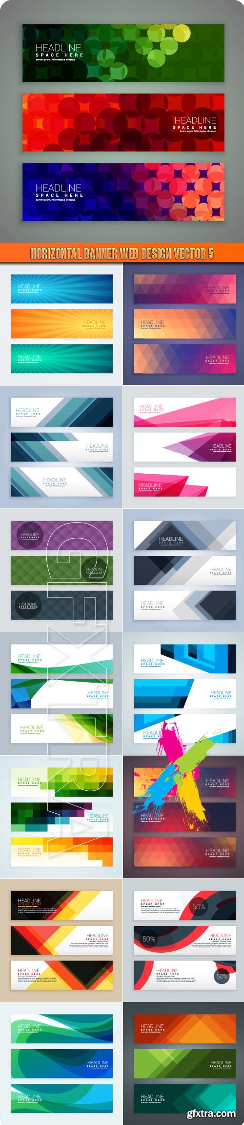 Horizontal banner web design vector 5