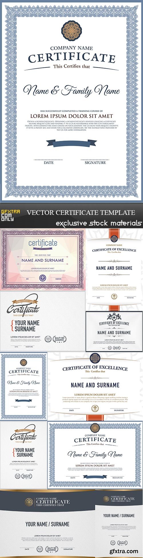 Vector certificate template, 10 x EPS