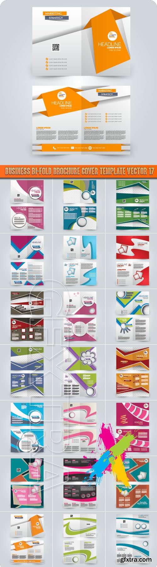 Business bi-fold brochure cover template vector 17