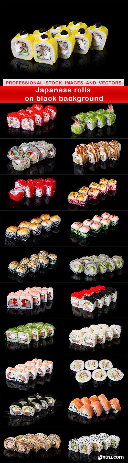 Japanese rolls on black background - 21 UHQ JPEG