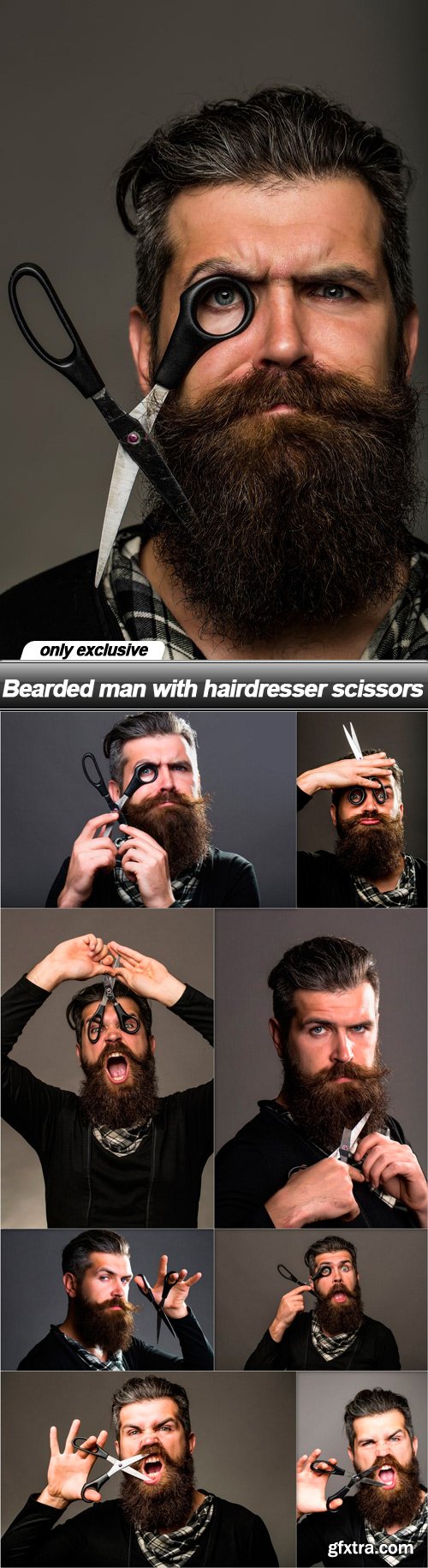 Bearded man with hairdresser scissors - 9 UHQ JPEG