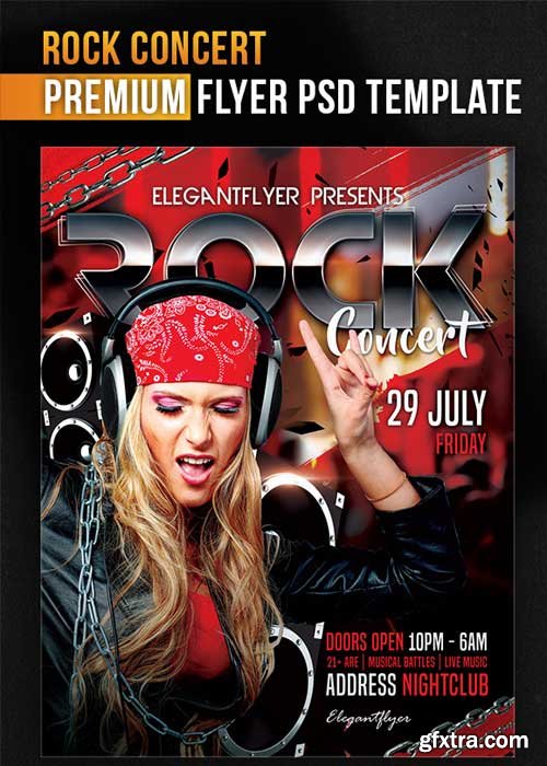 Rock Concert Flyer PSD Template + Facebook Cover