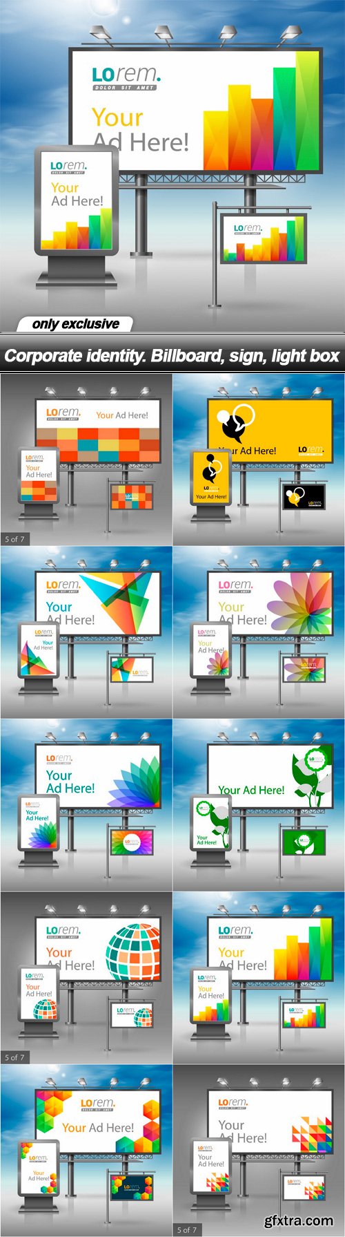 Corporate identity. Billboard, sign, light box - 10 EPS