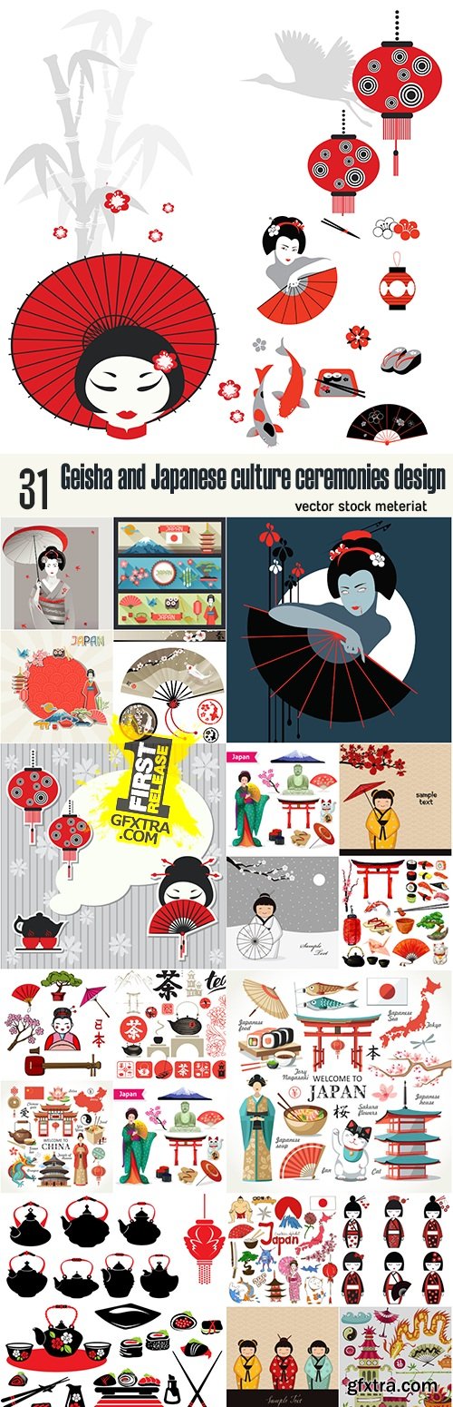 Geisha and Japanese culture ceremonies design