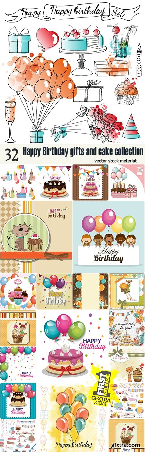 Happy Birthday gifts and cake collection